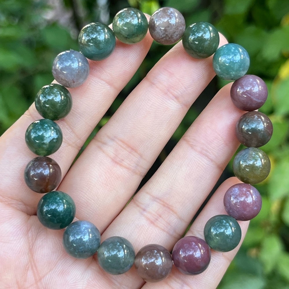 10mm stretchable rainbow color moss agate bracelet - Picture 8 of 9